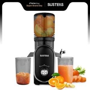 SUSTEAS Cold Press Juicer, 5.3 Inch Large Feed Opening, Slow Masticator Chute, For Whole Vegetables and Fruits, High Yield, Easy to Clean Springtok Steel