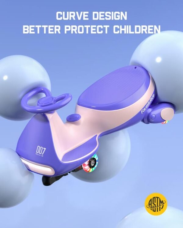 FanttikRide 12V N7 Pro Electric Wiggle Car ?C 2-in-1 Swing Car with Pedal, 2 Speeds, Flashing Wheels, Bluetooth & Type-C Charging, for Kids 3+ - Image 3