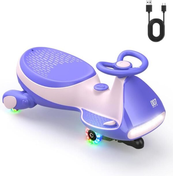 FanttikRide 12V N7 Pro Electric Wiggle Car ?C 2-in-1 Swing Car with Pedal, 2 Speeds, Flashing Wheels, Bluetooth & Type-C Charging, for Kids 3+