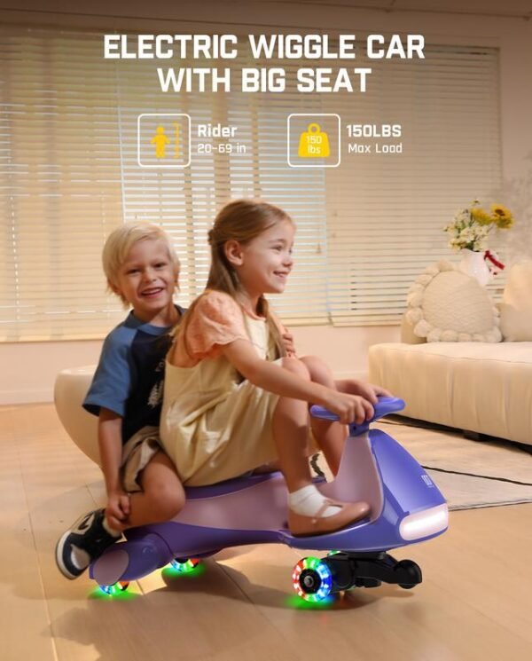 FanttikRide 12V N7 Pro Electric Wiggle Car ?C 2-in-1 Swing Car with Pedal, 2 Speeds, Flashing Wheels, Bluetooth & Type-C Charging, for Kids 3+ - Image 5