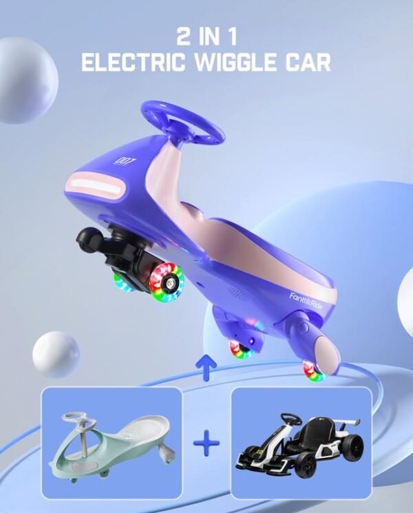 FanttikRide 12V N7 Pro Electric Wiggle Car ?C 2-in-1 Swing Car with Pedal, 2 Speeds, Flashing Wheels, Bluetooth & Type-C Charging, for Kids 3+ - Image 7